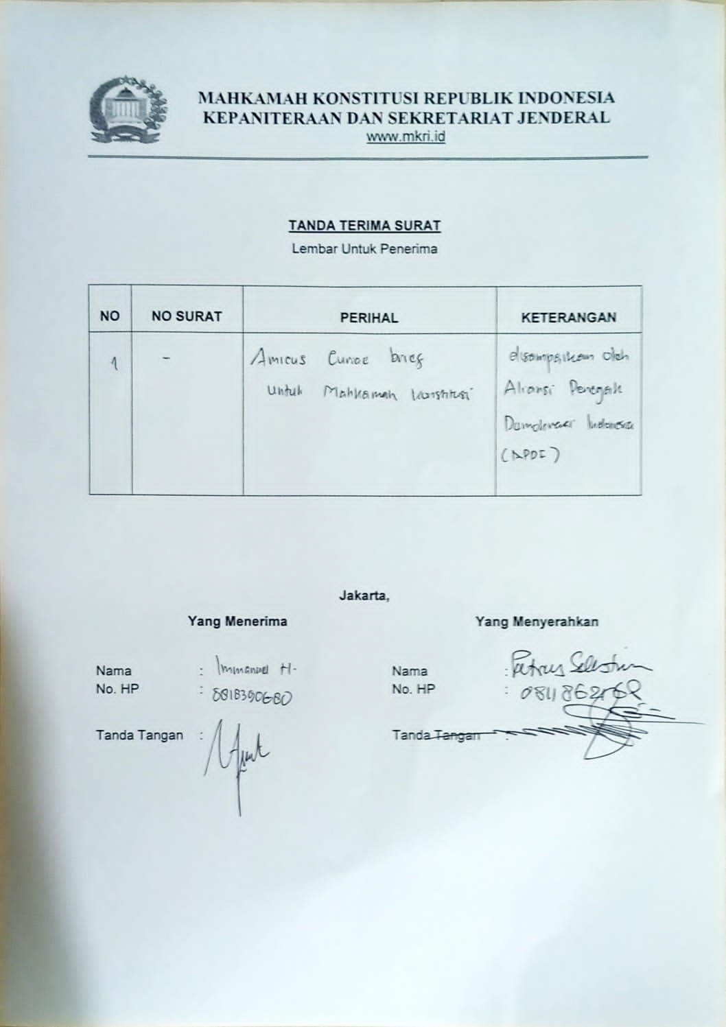Satu lagi Amicus Curiae untuk MK, Kali ini dari APDI