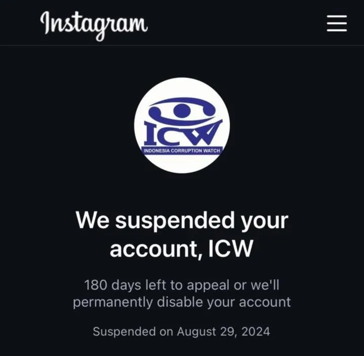 Akun Instagram ICW Ditangguhkan, Diduga karena Kritik Jokowi
