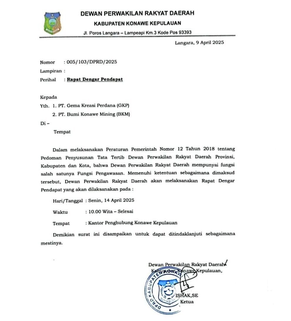 “PT GKP dan PT BKM Mangkir RDP, DPRD Konkep Akan Surati Komisi III DPR RI