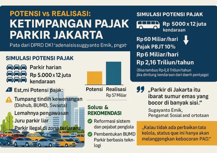Pendapatan Parkir DKI Jakarta Seret, SGY Sarankan Rotasi Pejabat dan Digitalisasi Sistem