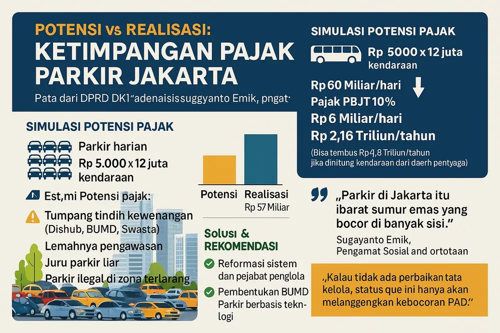 Pendapatan Parkir DKI Jakarta Seret, SGY Sarankan Rotasi Pejabat dan Digitalisasi Sistem