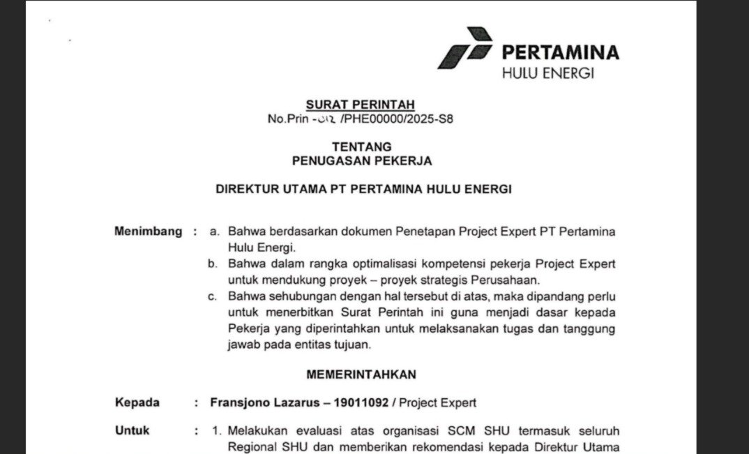Kebijakan Dirut PHE Tunjuk Fransjono Jadi Project Expert Dipertanyakan Publik
