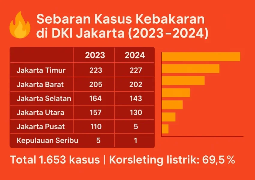 1.653 Kebakaran Terjadi di Jakarta Selama 2023–2024, Jakarta Timur Paling Rawan