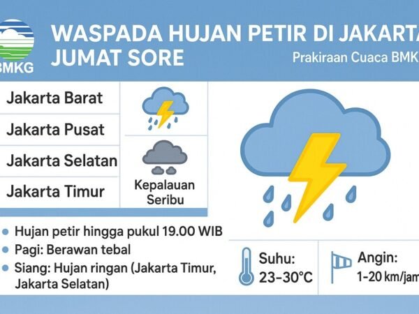 Waspada Hujan Petir di Jakarta Jumat Sore, Ini Rincian Prakiraan Cuaca BMKG
