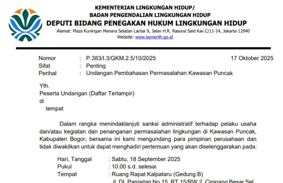 Menteri LH Siap Cabut Sanksi KSO di Bogor Selatan, Mulyadi Apresiasi